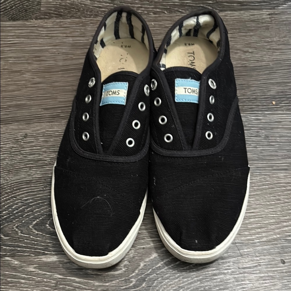 Toms Black Canvas Slip-On Loafers